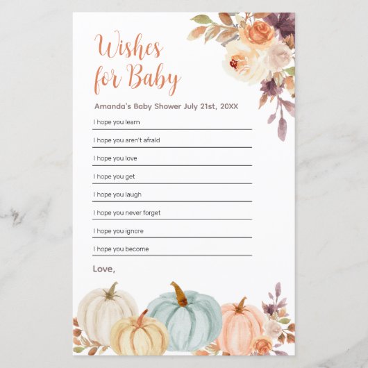 Rusti Oranje Pumpkin Floral wil Baby (Voorkant)