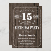 Rustic 15th Birthday Invitation Kaart (Voorkant / Achterkant)