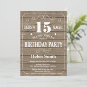 Rustic 15th Birthday Invitation Kaart (Staand voorkant)