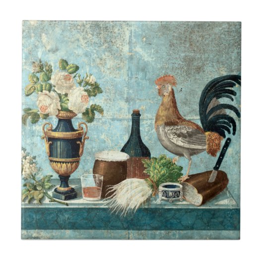 Rustic 1825 franse stille levensduur met rooster Tegeltje (Voorkant)