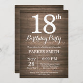 Rustic 18th Birthday Invitation Kaart (Voorkant / Achterkant)
