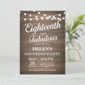 Rustic 18th Birthday Invitation Wood Fabulous Kaart (Staand voorkant)