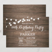 Rustic 18th Birthday Invitation Wood Kaart (Voorkant / Achterkant)