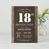 Rustic 18th Birthday Invitation  Wood Kaart (Staand voorkant)