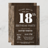 Rustic 18th Birthday Invitation  Wood Kaart (Voorkant / Achterkant)