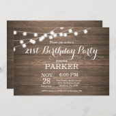 Rustic 21st Birthday Invitation Wood Kaart (Voorkant / Achterkant)