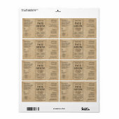 Rustic 2 OZ 60ml Cosmetische Fles Label (Full Sheet)