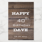 Rustic 30th 40th Happy Birthday Party Mini Wijn Etiket (Enkel label)