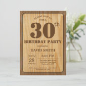 Rustic 30th Birthday Invitation  Wood Kaart (Staand voorkant)