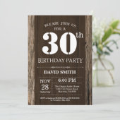 Rustic 30th Birthday Invitation  Wood Kaart (Staand voorkant)