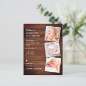 Rustic 3 Foto New Baby Country Wood Birth Aankondigingskaart (Staand voorkant)