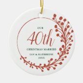 Rustic 40e Kerstman, gepersonaliseerd Wreath Keramisch Ornament (Voorkant)