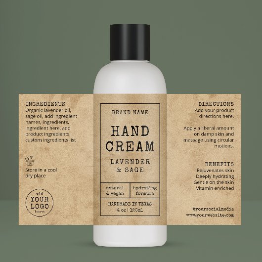 Rustic  4 OZ 120ml Cosmetische Fles Label