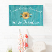 Rustic 50 en Fabulous| Zonnebloem Blauwgroen Spandoek (Insitu)