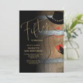 Rustic 50 Fabulous 50th Birthday Invitation Kaart (Staand voorkant)