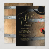 Rustic 50 Fabulous 50th Birthday Invitation Kaart (Voorkant / Achterkant)