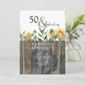 Rustic 50 & Fabulous Sunflower Birthday Kaart (Staand voorkant)