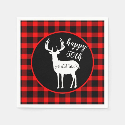 Rustic 50th Birthday Deer Antlers Servet (Voorkant)