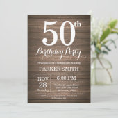 Rustic 50th Birthday Invitation Kaart (Staand voorkant)