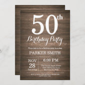 Rustic 50th Birthday Invitation Kaart (Voorkant / Achterkant)