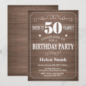 Rustic 50th Birthday Invitation Kaart (Voorkant / Achterkant)