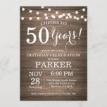 Rustic 50th Birthday Invitation Wood<br><div class="desc">Rustic 50th Birthday Invitation Arrière - plan de bois avec lampes à cordes. 13e 15e 16e 18e 20e 21e 30e 40e 50e 60e 70e 80e 90e 100e, n'importe quel âge. Anniversaire adulte. Fête d'anniversaire de femme ou d'homme. Pour plus de personnalisation, cliquez sur le bouton "Customiser" et utilisez notre outil...</div>