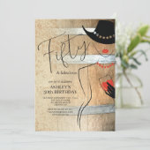 Rustic 50th Birthday Uitnodiging voor vrouwen (Staand voorkant)