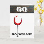 Rustic 60 Dus wat rood wijnglas 60e verjaardag Kaart (Gele Bloem)