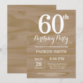 Rustic 60th Birthday Invitation Kaart (Voorkant / Achterkant)