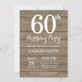 Rustic 60th Birthday Invitation Kaart (Voorkant)