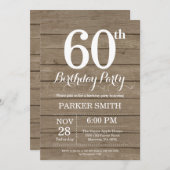 Rustic 60th Birthday Invitation Kaart (Voorkant / Achterkant)