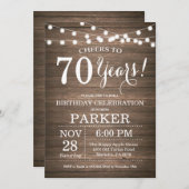 Rustic 70th Birthday Invitation Wood Kaart (Voorkant / Achterkant)