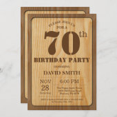 Rustic 70th Birthday Invitation Wood Kaart (Voorkant / Achterkant)