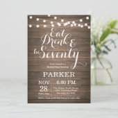 Rustic 70th Birthday Invitation Wood Kaart (Staand voorkant)