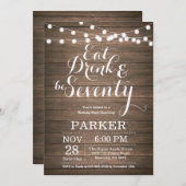 Rustic 70th Birthday Invitation Wood Kaart (Voorkant / Achterkant)