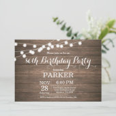 Rustic 80th Birthday Invitation Wood Kaart (Staand voorkant)