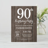 Rustic 90th Birthday Invitation Kaart (Staand voorkant)