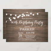 Rustic 90th Birthday Invitation Wood Kaart (Voorkant / Achterkant)