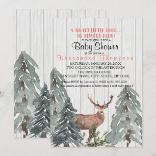 Rustic A Little Deer is bijna hier Baby shower Kaart