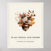 Rustic Acorn Floral Ivory Fall Poster (Devant)