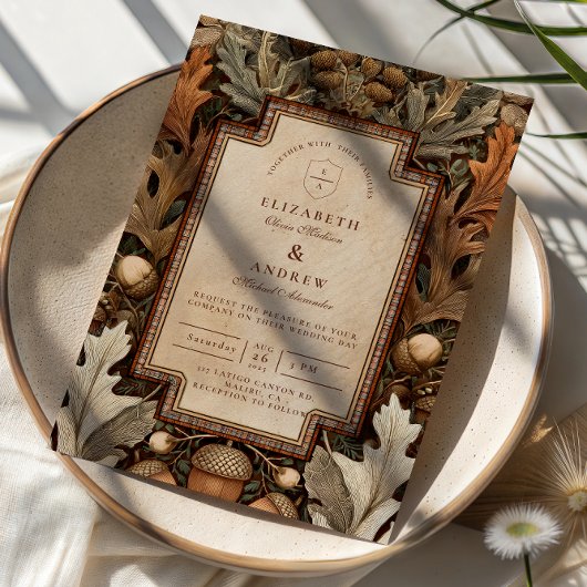 Rustic Acorn Woodland Wedding Kaart
