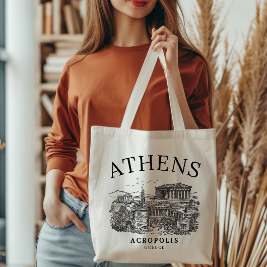 Rustic Acropolis of Greece Sketch Tote Bag