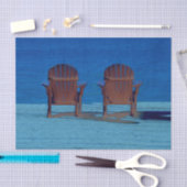 Rustic Adirondack Brown Beach Chairs Blue Ocean Tissuepapier (Craft)