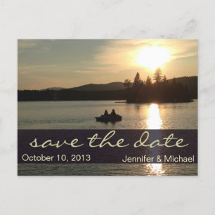 Rustic Adirondack Mountain Lake Bewaar de datum Aankondigingskaart