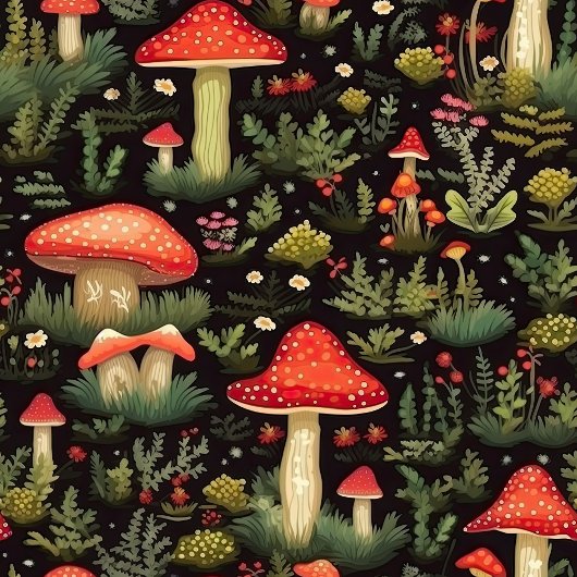 Rustic Aesthetic Tablecloth Mushrooms & Ferns Tafelkleed