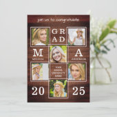 Rustic Afstuderen 6 Foto Collage Wood Afstuderen Kaart (Staand voorkant)