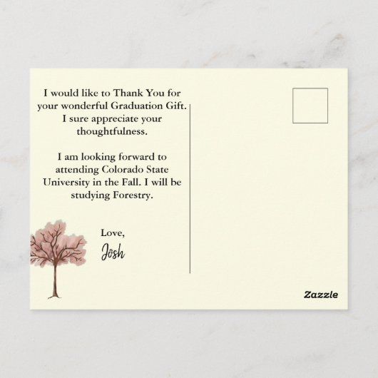 Rustic Afstuderen Aankondiging en Dank u Briefkaart (Achterkant)