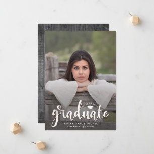 Rustic Afstuderen Overlay Grey Wood Foto Afstudere Aankondiging