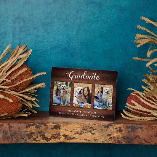 Rustic Afstuderen persoonlijke fotocollage Fotoplaat (Zijkant)