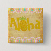 Rustic Aloha Pineapple Vierkante Button 5,1 Cm (Voorkant)
